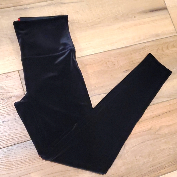 SPANX Pants - Spanx High Waisted Velvet Velour Black Leggings  Size XL